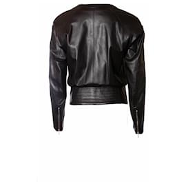 Plein Sud-Plein Sud, Black leather jacket with silver zippers.-Black