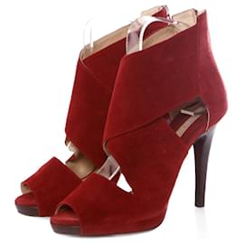 Michael Kors-Michael Kors, sandali in camoscio color rosso ciliegia.-Rosso