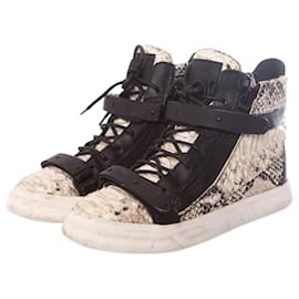 Giuseppe Zanotti, black leather python sneakers. Black Other