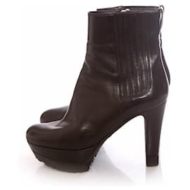 Sergio Rossi-sergio rossi, Black leather platform boots in size 36.5.-Black