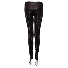 Plein Sud-Plein Sud, leather trousers with laces (stretch) in size IT44/M.-Black