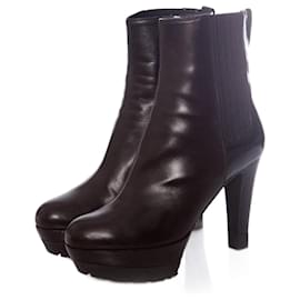 Sergio Rossi-sergio rossi, Black leather platform boots in size 37.-Black