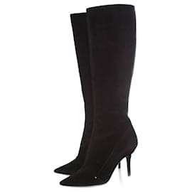 Louis Vuitton-Louis Vuitton, black suede boots in size 37.-Black