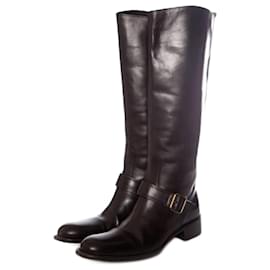 Sartore-Sartore, black leather horse riding boots.-Black