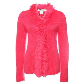 COMME des GARCONS, Mohairweste mit Sicherheitsnadel in fluoreszierendem Pink in Größe S. Pink