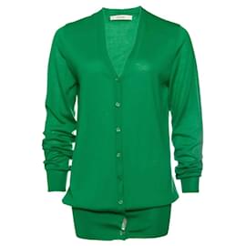 Céline-Celine, apple green cashmere cardigan.-Green