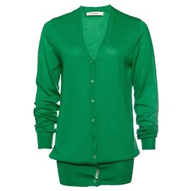 Céline, cardigan en cachemire vert pomme. Vert