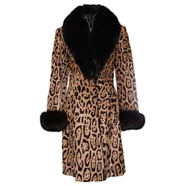 Jitrois-JITRIS, Manteau léopard en cuir avec peau de poney.-Marron,Noir
