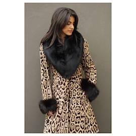 Jitrois-JITROIS, Leather leopard coat with ponyskin.-Brown,Black