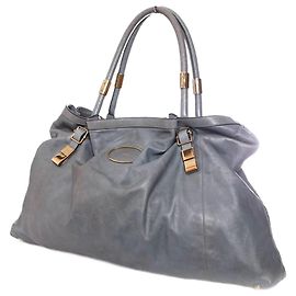 Chloé Chloe, Blu/shopper in pelle grigia con hardware dorato. Blu