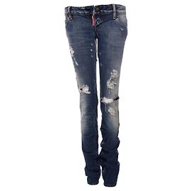 Dsquared2, Hellblaue zerrissene Hose mit geripptem Patch zwischen den Beinen in Größe IT42/S. Blau