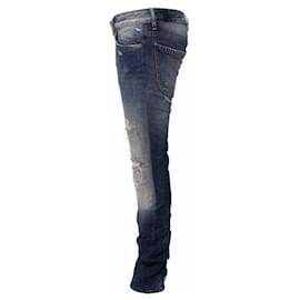 Dsquared2-Dsquared2, pantalon déchiré bleu clair avec patch côtelé entre les jambes en taille IT42/S.-Bleu