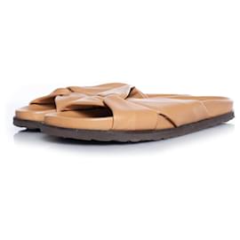 Autre Marque-Anonymous, leather cross sandals-Brown