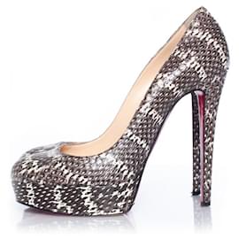 Christian Louboutin-CHRISTIAN LOUBOUTIN, Escarpins plateforme en python Bianca-Gris