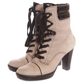 Tod's, sand coloured suede platform lace boots. Other