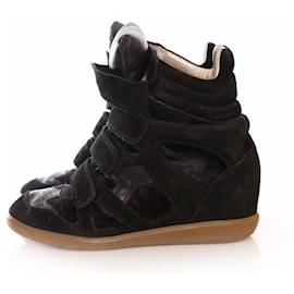 Isabel Marant-Isabel Marant, Black leather/Suede/ponyskin beckett sneakers in size 38.-Black