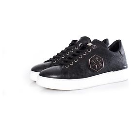 Philipp Plein, sneakers basse in pelle nera. Nero