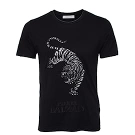 Pierre Balmain-Pierre Balmain, Black T-shirt with tiger.-Black