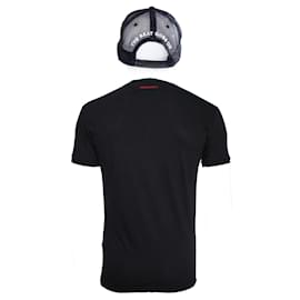 Dsquared2-Dsquared2, T-shirt and cap with red heart.-Black