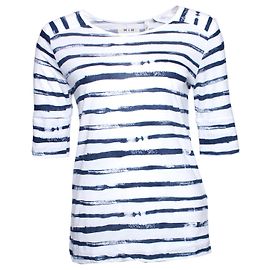 Autre Marque Jeans MIH, maglietta bianca con strisce di vernice blu. Bianco Blu