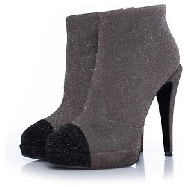 Chanel, Grey platform glitter boots Grey