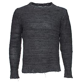 Autre Marque-Daniele Allesandrini, Gray wool sweater with open pieces in fabric in size IT50/M.-Grey