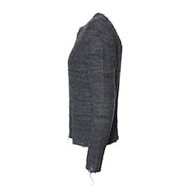 Autre Marque-Daniele Allesandrini, Pull en laine gris avec pièces ouvertes en tissu en taille IT50/M.-Gris