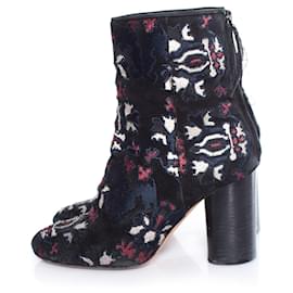 Isabel Marant-Isabel Marant, Black Guya Embroidered suede ankle boots.-Black