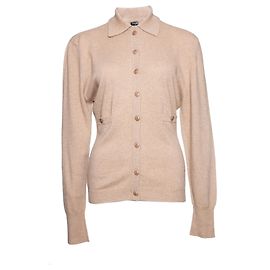Chanel, cardigan en cachemire camel. Marron