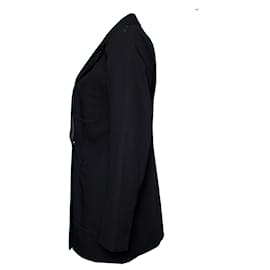 Dries Van Noten-Dries van Noten, black wool blazer with shiny revert and press studs in size EU40/l.-Black