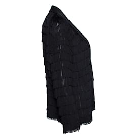 Undercover-Undercover, semi-transparent jacket with fringes.-Black