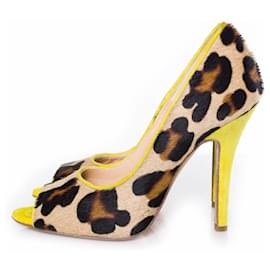 Autre Marque-ISLO Isabella Lorusso, Leopard ponyskin peep-toe pump.-Brown,Yellow