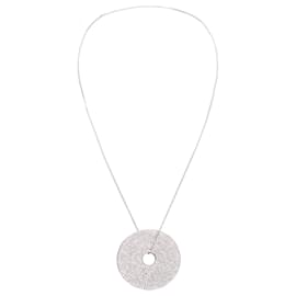 Autre Marque-necklace in 18 kt white gold with round pendant with 13 rows of 0.8 kt diamonds .-Silvery