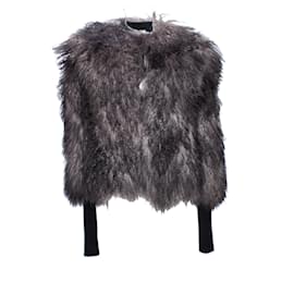 MSGM, oversized sheepskin coat. Grey