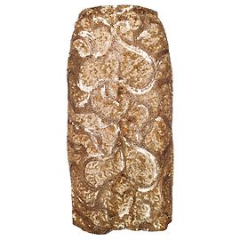Burberry prorsum, Gold sequinned skirt with split Golden