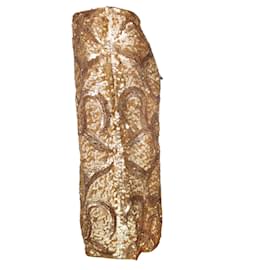 Burberry Prorsum-Burberry prorsum, Gold sequinned skirt with split-Golden