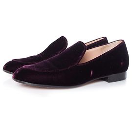 Gianvito Rossi, mocasines de terciopelo marcel burdeos. Roja