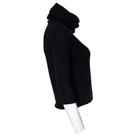 Joseph-JOSEPH,  cashmere top with extra long turtleneck.-Black