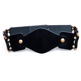 YVES SAINT LAURENT, Cinturón de charol. Negro