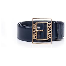 Prada-Prada, vintage dark blue leather belt.-Blue