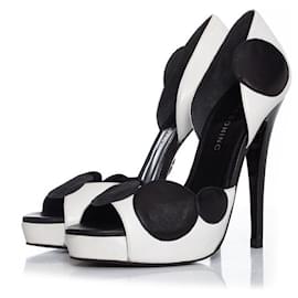 The row-Lara Bohinc, platform peep toe pumps-Black,White