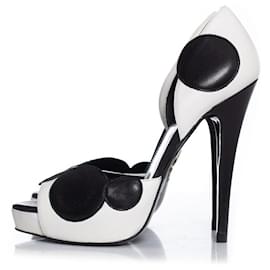 The row-Lara Bohinc, platform peep toe pumps-Black,White