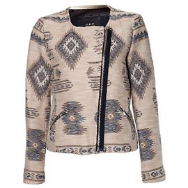 Set EINSTELLEN, Ethnische Webjacke in Beige und Blau Andere