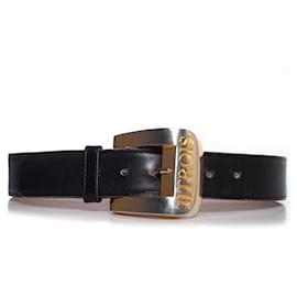 Jitrois-JITROIS, Black leather waist belt-Black