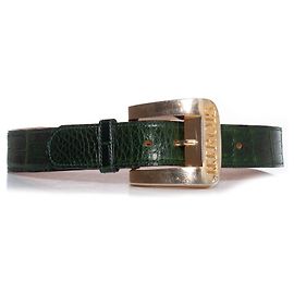 Jitrois JITRIS, Ceinture en cuir estampé croco Vert