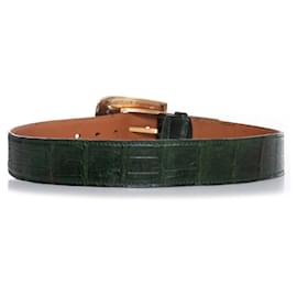 Jitrois-JITROIS, Croc stamped leather waist belt-Green