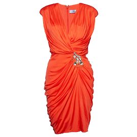BLUMARINE, Vestido drapeado naranja Naranja