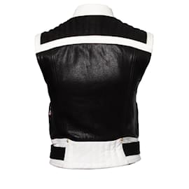 Balmain-Balmain, Sleeveless biker jacket-Black,White