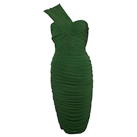 Lanvin-LANVIN, Green draped dress with one shoulder-Green