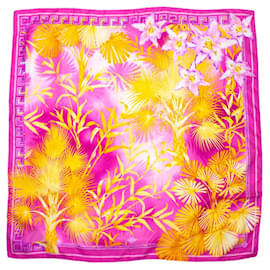 Gianni Versace-Atelier versace, Pink scarf with jungle print-Multiple colors